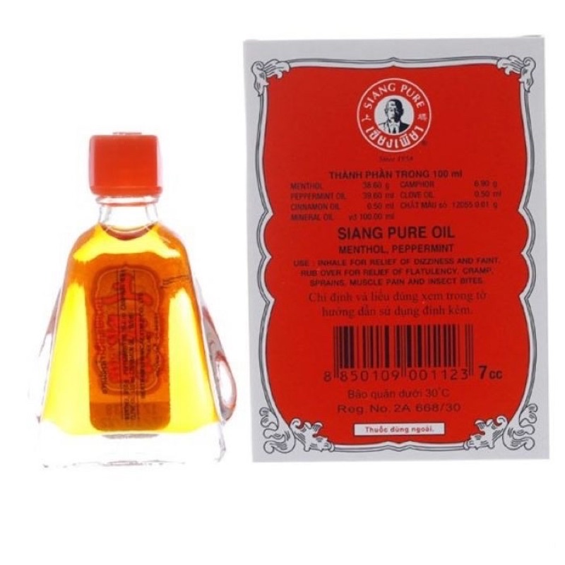 Nắp Chữ Thái] Dầu Gió Ông Già Thái - Siang Pure Oil - Chính Hãng Chữ Vàng (3cc Và 7cc)