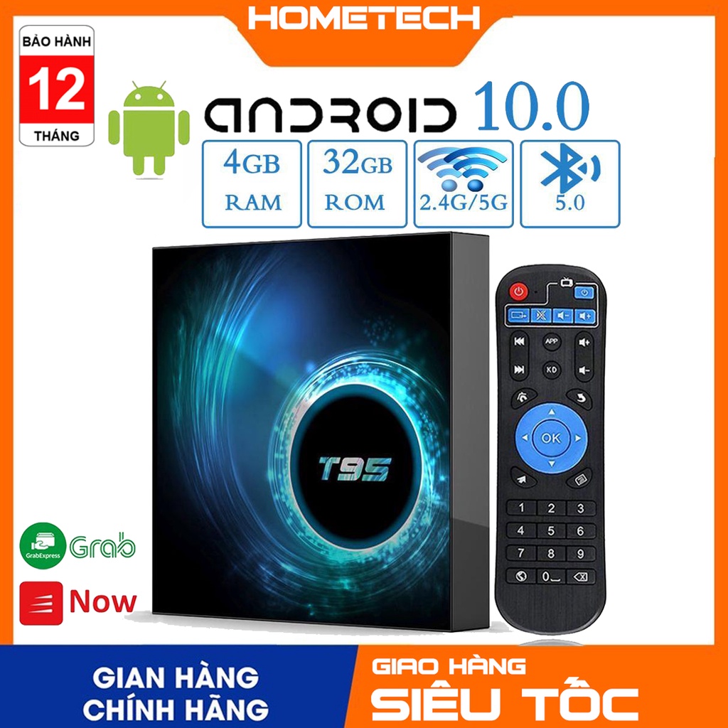 Android tivi box T95 4BG RAM 32GB ROM 6K phiên bản android 10.0 bảo hành 1 năm