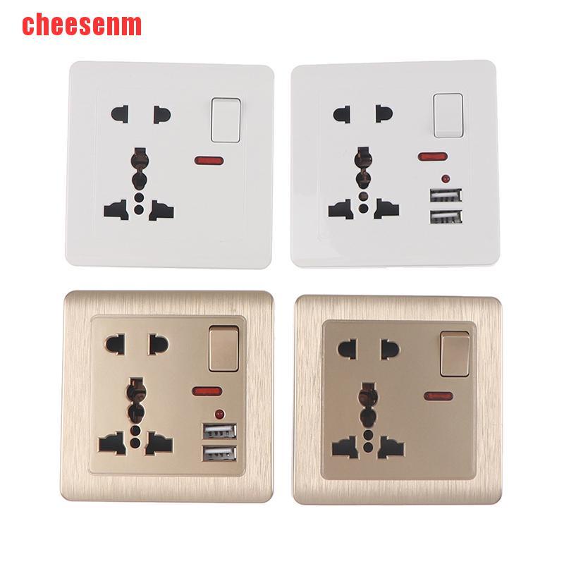 Ổ Cắm Điện Gắn Tường 5 Lỗ Cắm USB Có Công Tắc Đèn LED