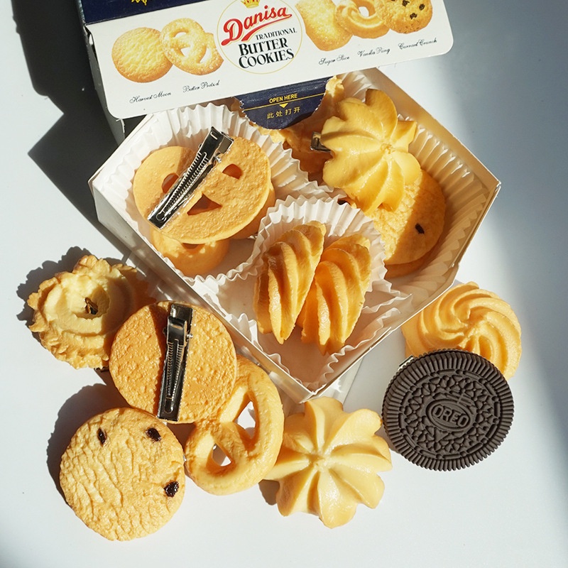 Set 7 Kẹp Tóc Hình Bánh Quy 3d Ngộ Nghĩnh