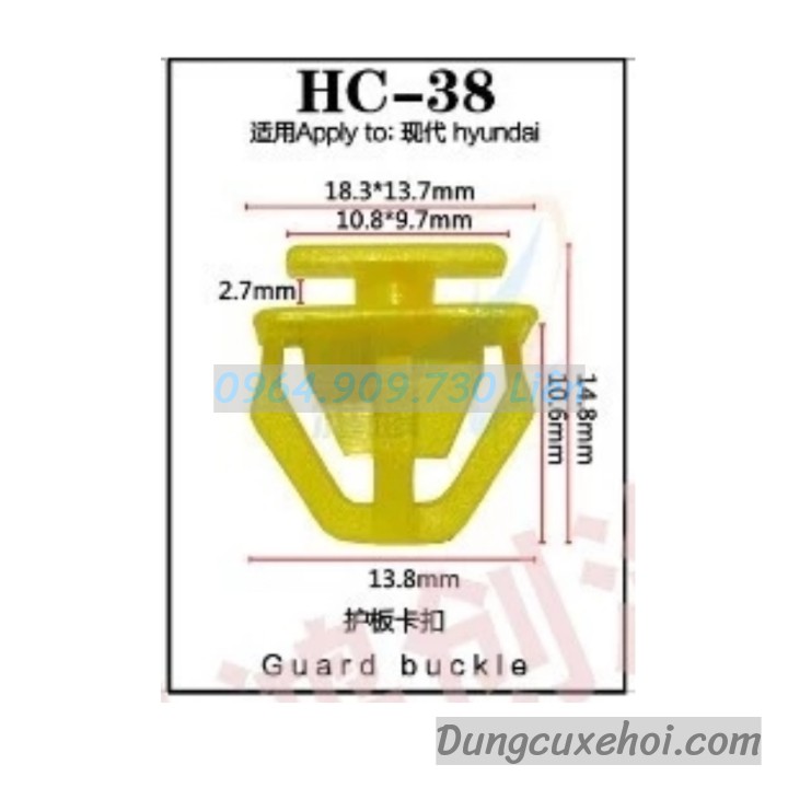 Bộ 20 đinh tán, chốt vít nở vit Nhựa Loại 1 cho xe hơi ô tô hyundai Nhựa Nylon Polyme AHC38