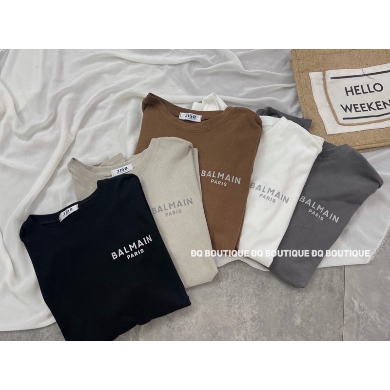 [MANGO] Áo phông tay lỡ BALMAIN PARIS Unisex