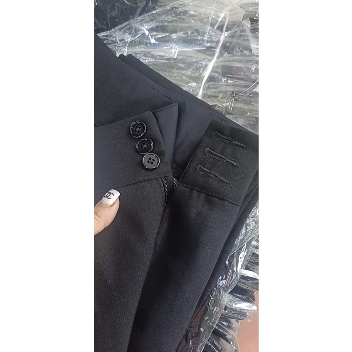 Quần tây nữ ba cúc công sở dáng baggy cạp khóa lưng cao