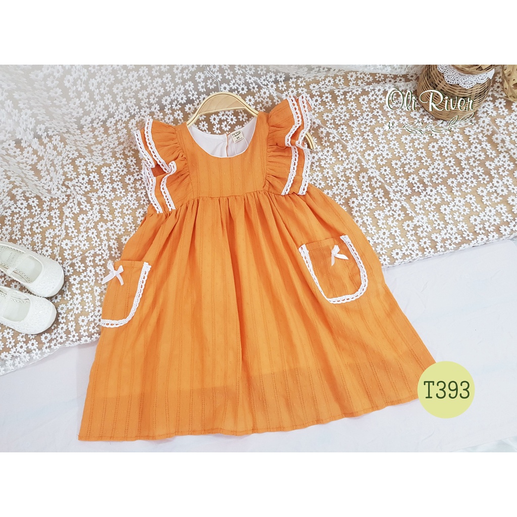 (1->10 tuổi) Váy đầm chuẩn hãng Oli river tay cánh tiên 2 lớp siêu xinh cho bé (T393)