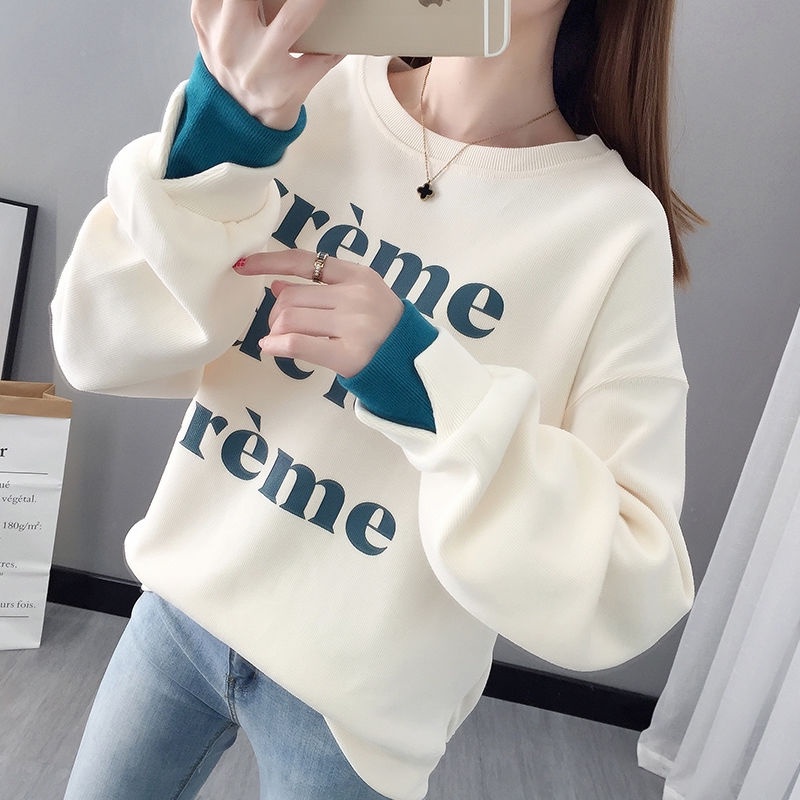 Áo sweater Cổ Tròn Dáng Rộng In Họa Tiết Thời Trang Thu Đông 2022 Mới Cho Nữ