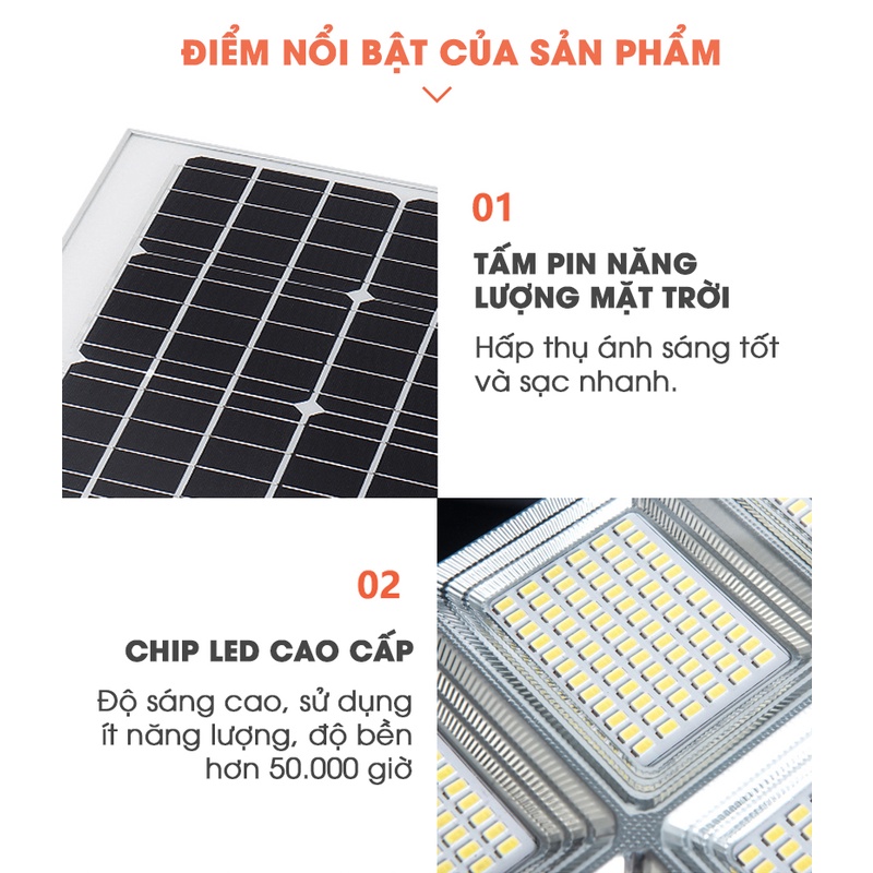 Đèn đường năng lượng mặt trời 300W SUNECO, Đèn cao áp năng lượng mặt trời, đèn led năng lượng mặt trời, Bảo hành 2 năm