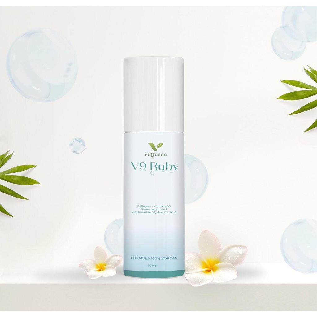 Nước hoa hồng V9Queen, xịt khoáng cấp ẩm dưỡng trắng da, kiềm dầu giảm mụn - V9 Ruby 100ml | BigBuy360 - bigbuy360.vn
