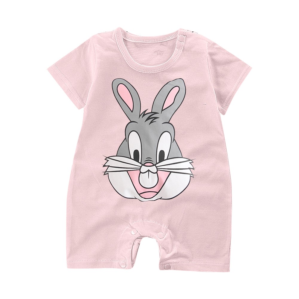 Áo liền quần tay ngắn in họa tiết hoạt hình đáng yêu dành cho trẻ sơ sinh