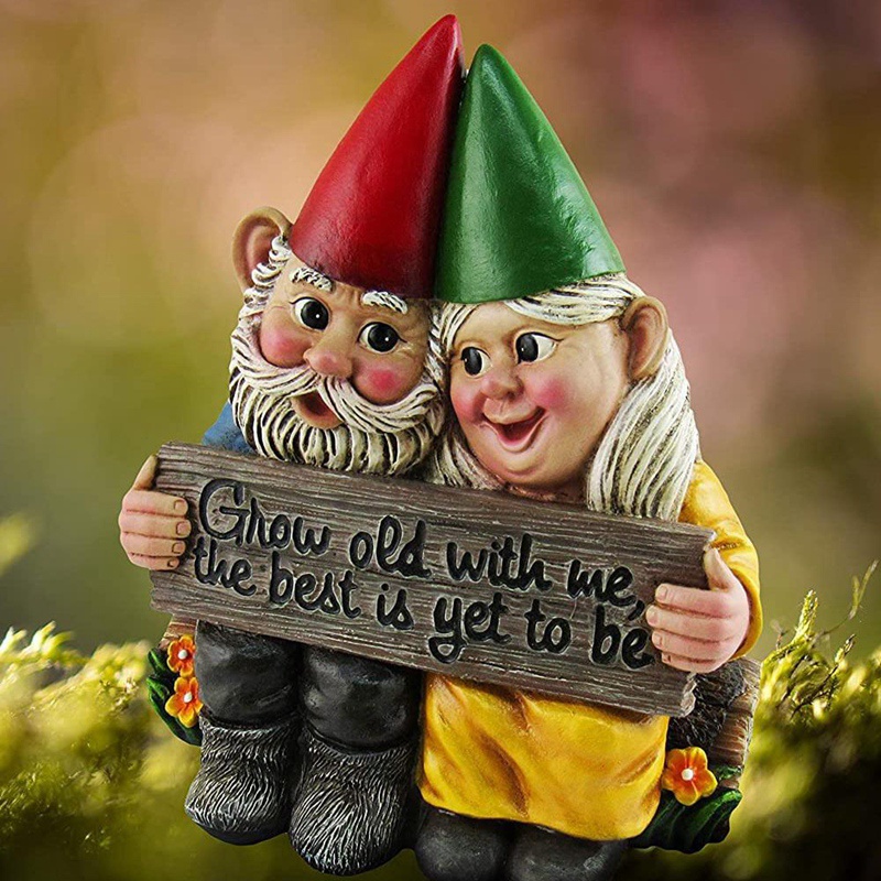 Mô Hình Cặp Đôi Gnome Nghệ Thuật Bằng Nhựa Resin Trang Trí Bàn Làm Việc