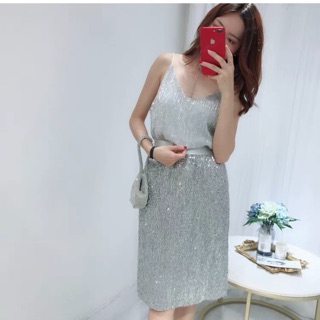 Áo 2 dây kim sa cổ v