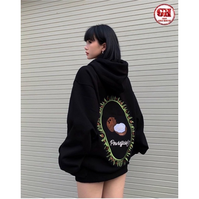Áo khoác Hoodie nữ in hình TRÁI DỪA Powr official Ulzzang Unisex chất mịn dày bao đẹp hàng mới về