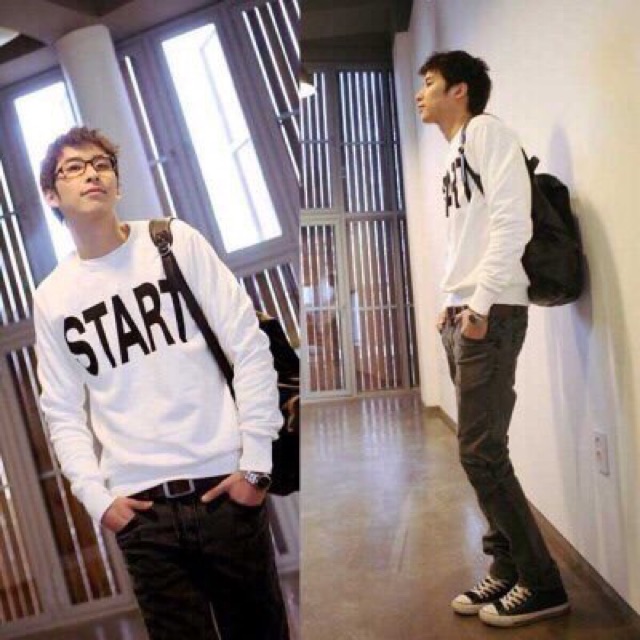 (có ảnh thật) Áo unisex Sweater in nỉ bông nhiều màu (35-68kg). word - chữ - start