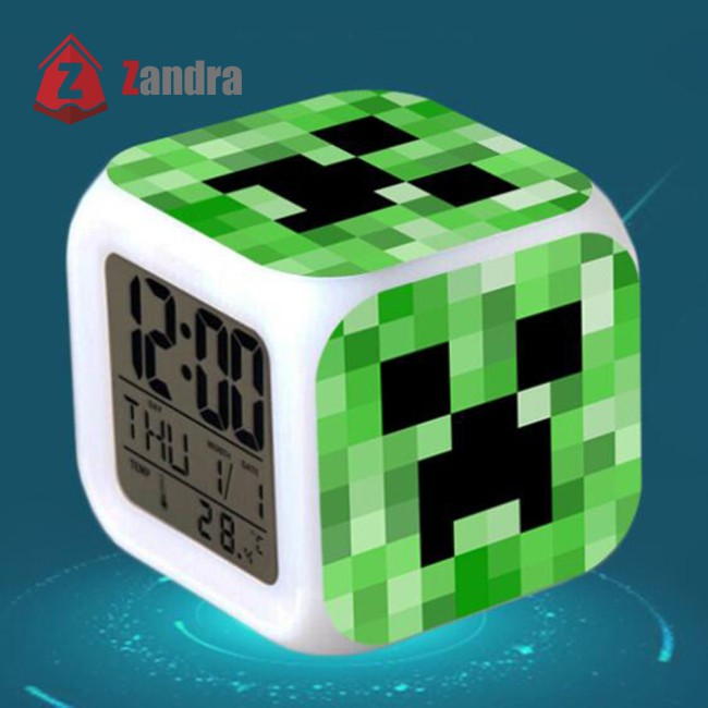 ZD Minecraft Alarm Clock with LED Light Game Action Toy Home Decor