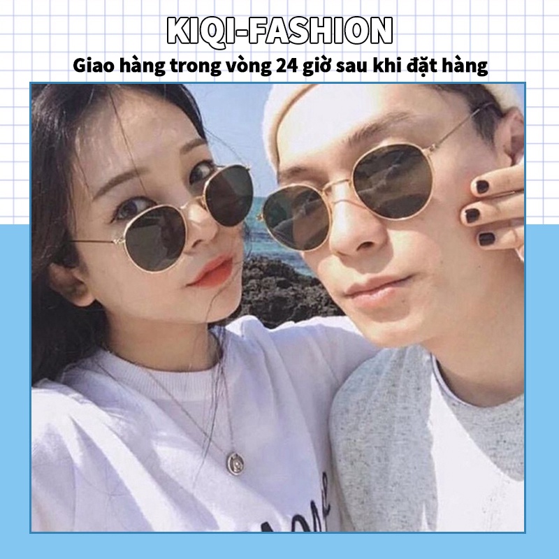 Kính mát gọng tròn chống tia UV thiết kế thời trang cho nam nữ