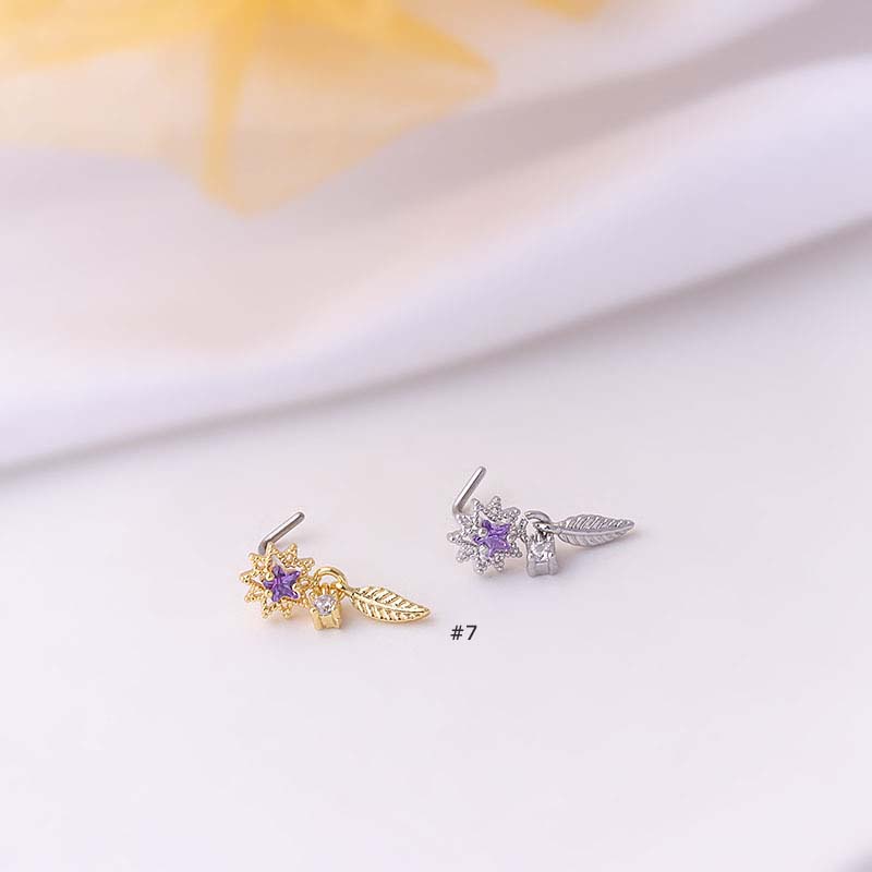 1 Cái 20Gauge Khuyên Mũi Hình Chữ L Đính Đá Zircon