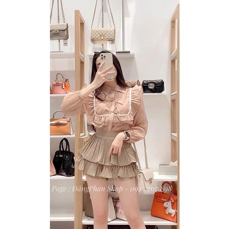ÁO SƠMI BÈO NGỰC YẾM NƠ TIỂU THƯ TAY BO CHUN