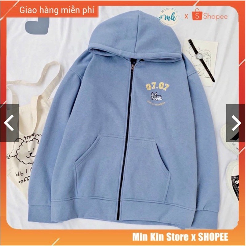 ÁO KHOÁC HOODIE THÊU 07.07 chất vải dày nỉ loại tốt chống nắng đi chơi thoải mái