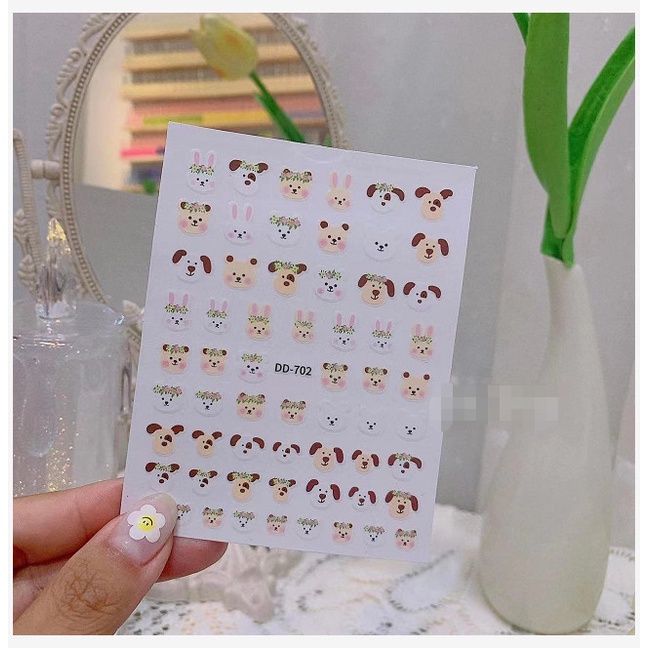 Sticker trang trí nail hình gấu mã mới