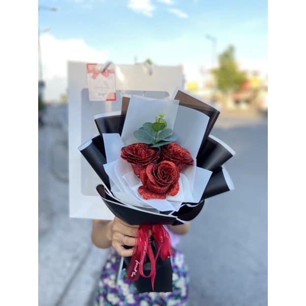 Hoa sáp bó 3 bông sáp sang chảnh, đa dạng mẫu, tặng sinh nhật tặng kèm quà
