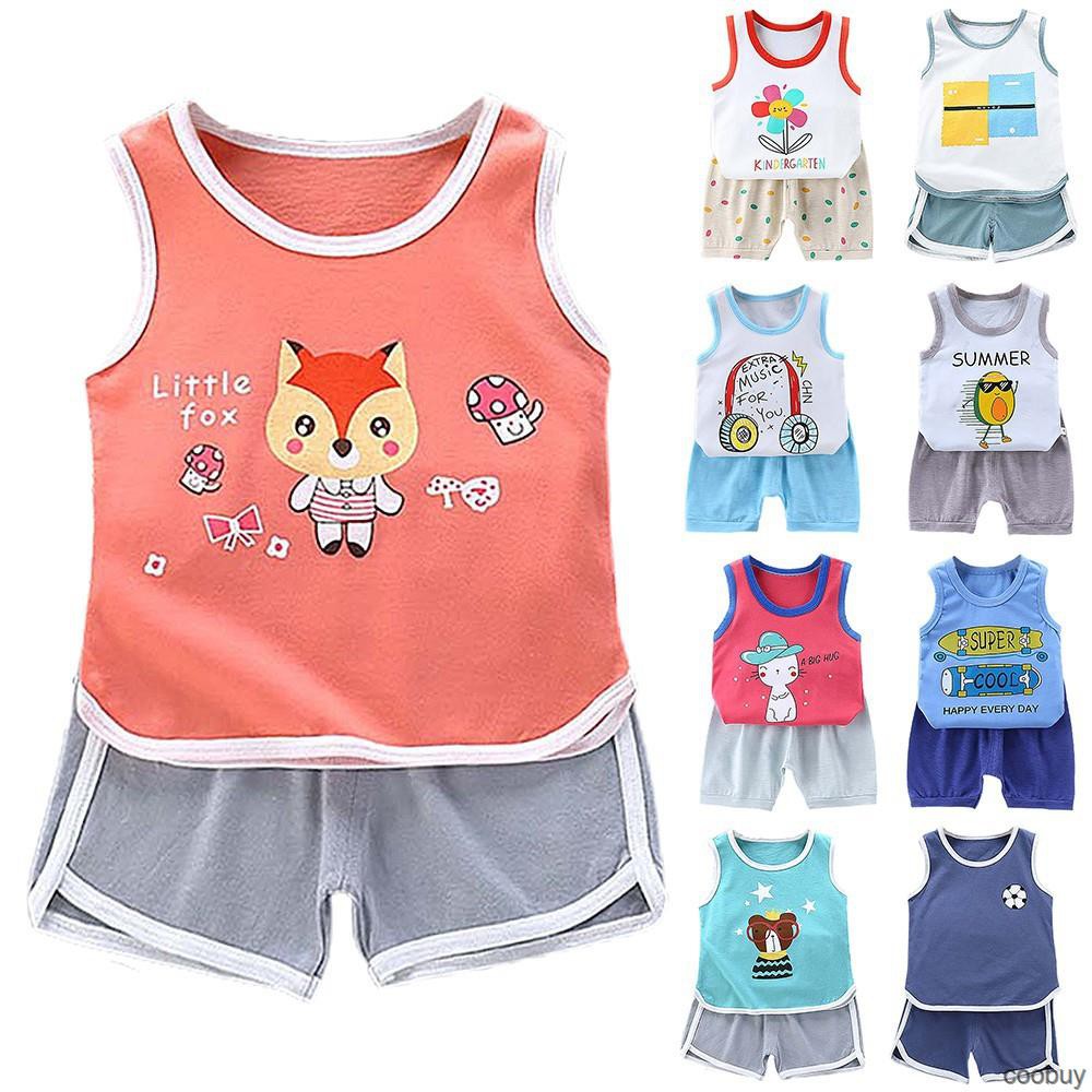 Set 2 Món Áo Thun Ba Lỗ &amp; Quần Short Cho Bé Trai