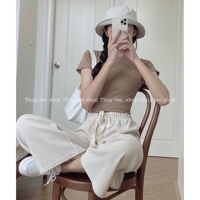 [Hàng mới] Áo phông CỘC TAY NỮ DÁNG ÔM nhẹ chất cotton mềm co giãn