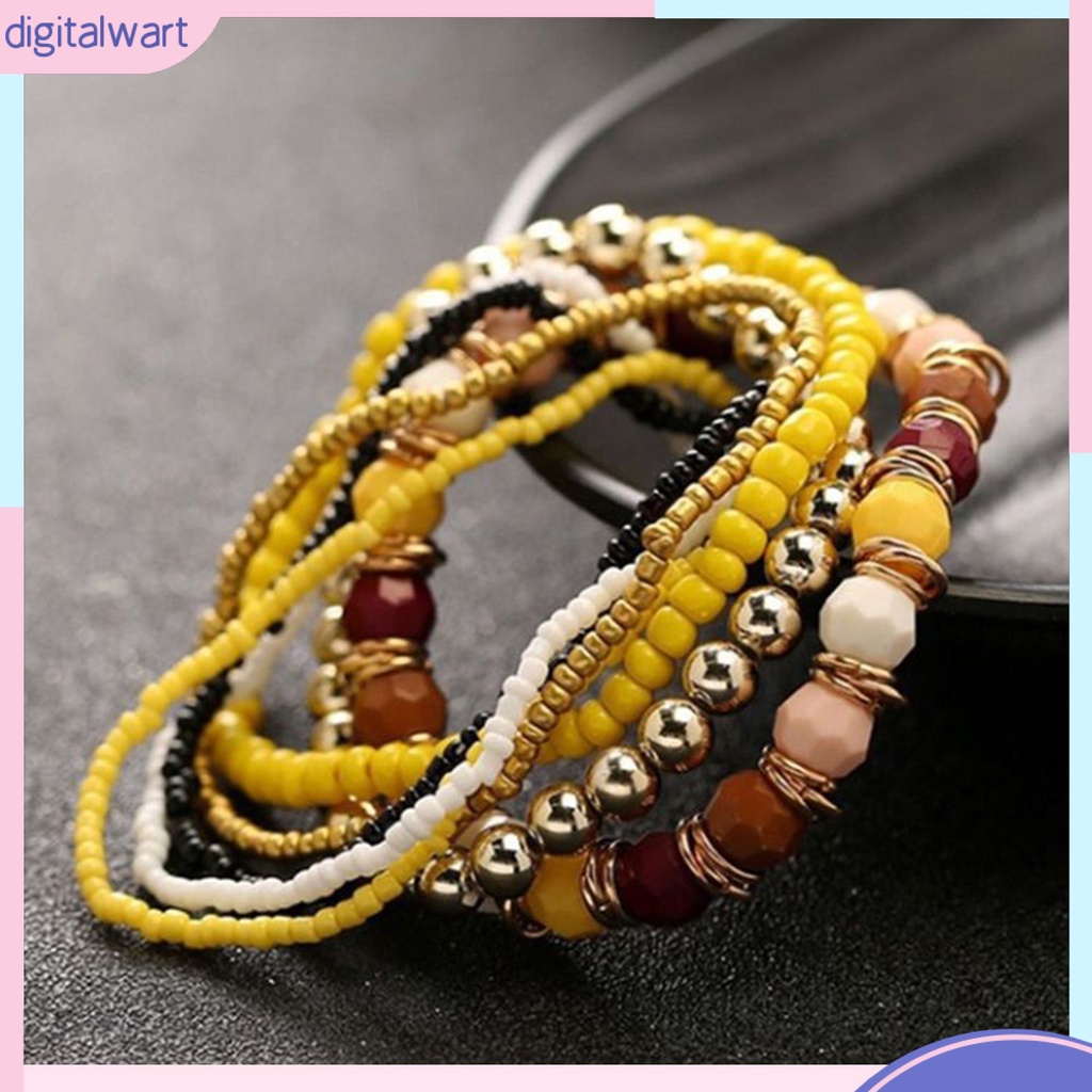 Set 7 Vòng Tay Chuỗi Hạt Nhiều Màu Sắc Phong Cách Bohemian Cá Tính Trẻ Trung Dành Cho Nữ