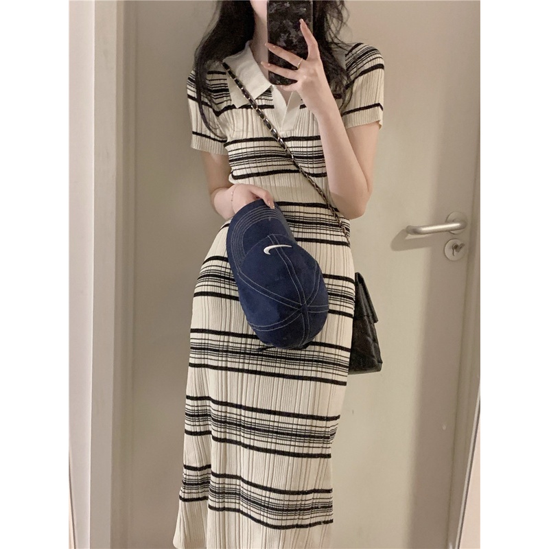 Đầm Dệt Kim Dài Tay Ngắn Dáng Ôm Phong Cách Thời Trang Hàn Quốc Dành Cho Nữ