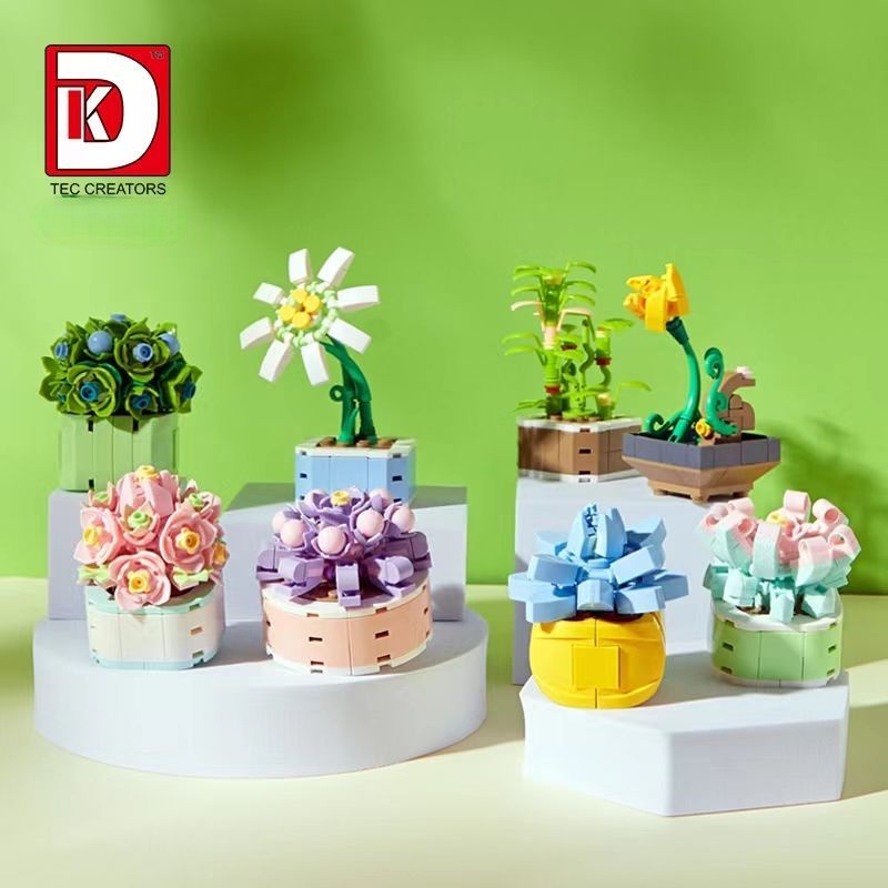 Đồ chơi giáo dục Lắp Ráp mô hình hoa cây mọng nước Dk 3013-3020 Simulation Succulent Flower Botanical