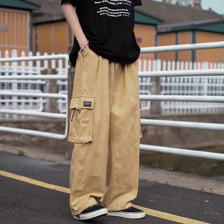 [M-3XL] Quần Ống Rộng Nhiều Túi Phong Cách Hip Hop Đường Phố Hàn Quốc Cho Nam