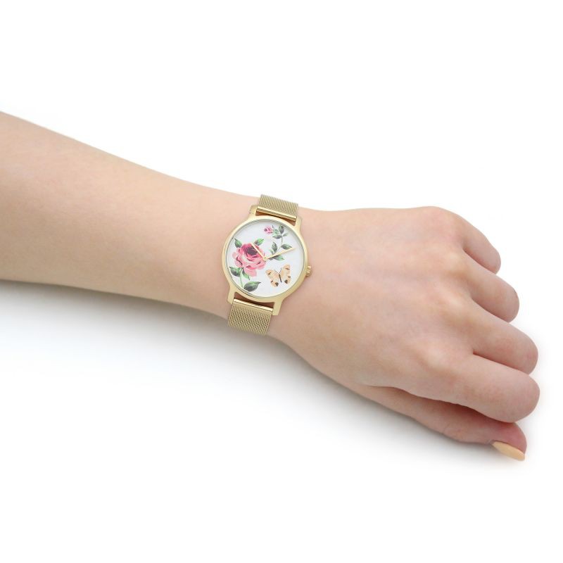 Đồng hồ Timex Full Bloom Steel Gold Rose White TW2U19100