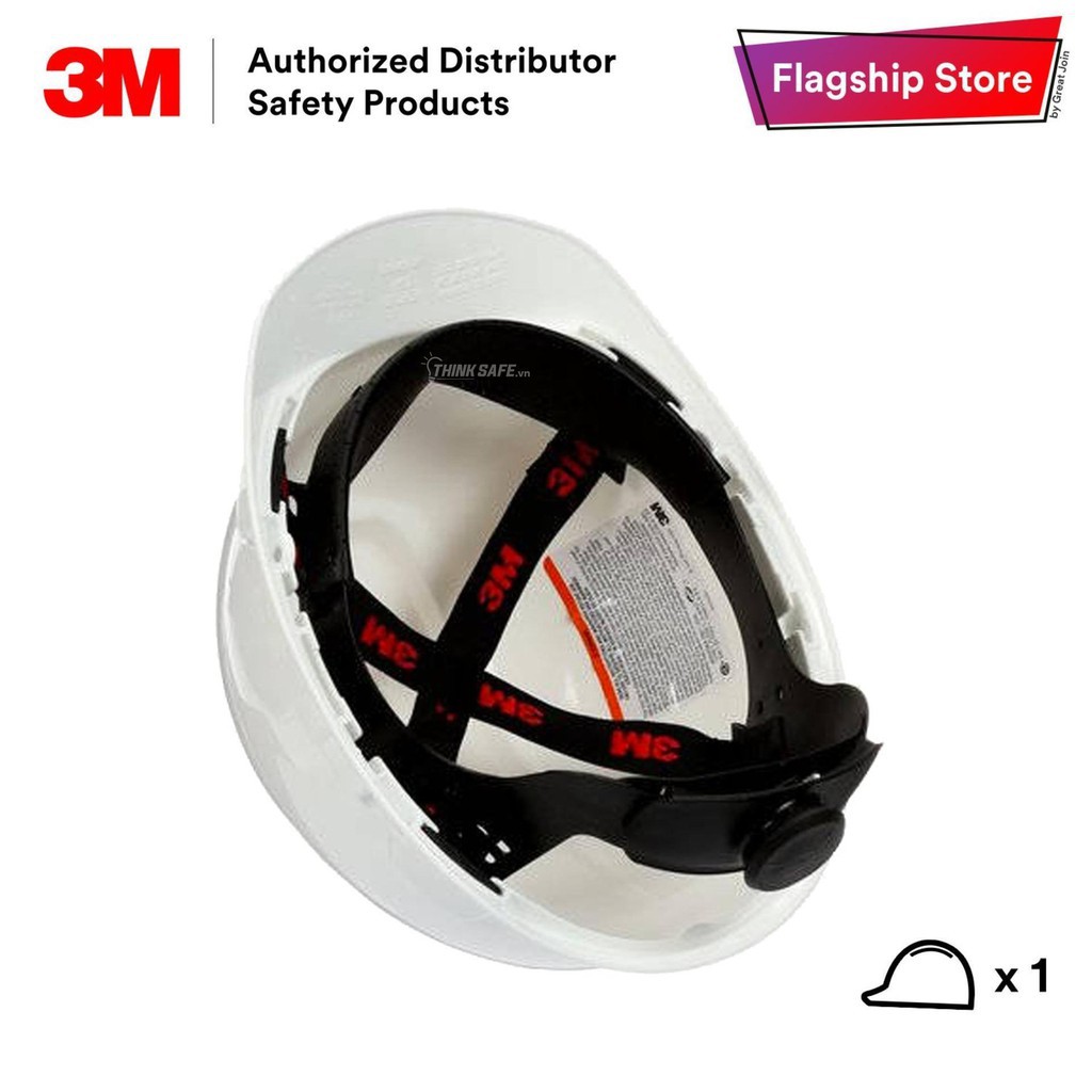 Mũ bảo hộ 3M H701R Nón bảo hộ nhựa HDPE siêu cứng, khóa vặn, dây nón co giãn, lồng nón 4 chấu - Bảo hộ Thinksafe