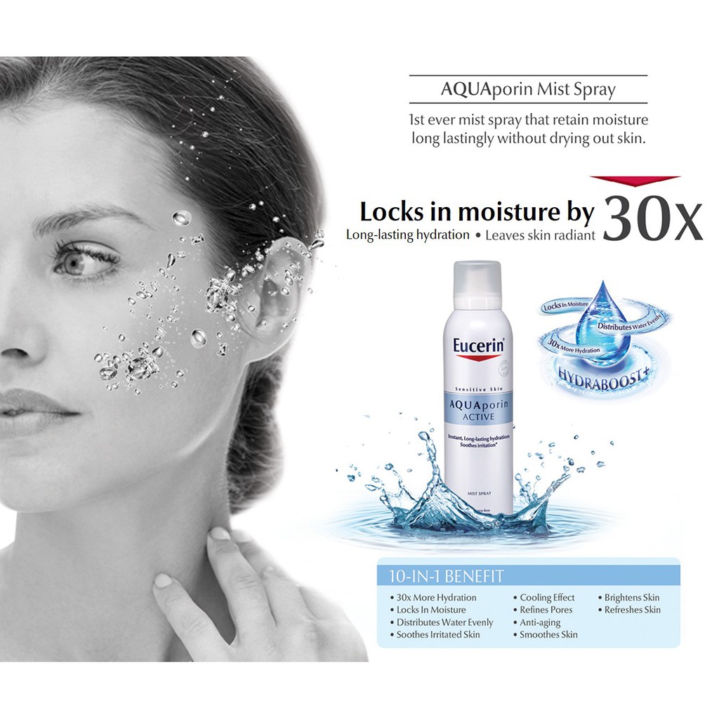 Xịt khoáng Eucerin 150ml dưỡng ẩm cho da - Eucerin Aqua Porin Active Mist Spray 150ml | BigBuy360 - bigbuy360.vn
