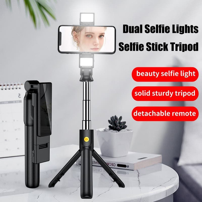 Gậy Chụp Ảnh Tự Sướng Kết Nối Bluetooth 3 Trong 1 Kèm Remote Điều Khiển Đèn Led | BigBuy360 - bigbuy360.vn