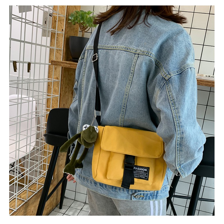 Túi tote canvas đeo chéo Harajuku giá rẻ vải mềm đi học, đi chơi - TH08