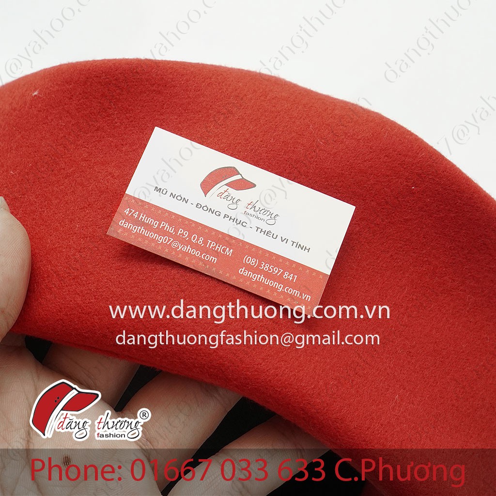 Mũ nồi beret Nỉ Dạ dày dặn màu đỏ đậm ( không phải loại len mỏng) HÌNH THẬT