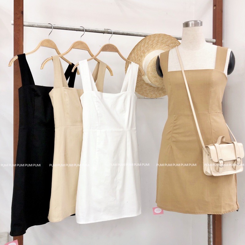 [Mã SKAMSALEP6 giảm 10% tối đa 100K đơn 150K] Đầm 2 đây bảng to freesize Pumi