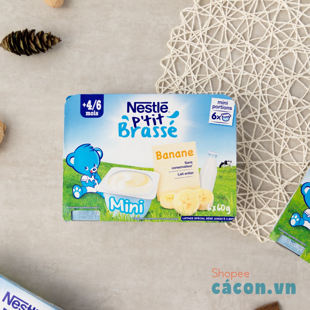 [Đồ ăn dặm cho bé] Sữa chua/ váng sữa nguội Nestle ăn dặm vị tự nhiên, chuối, mơ, lê cho bé 4, 6, 7, 8, 9.. 12m