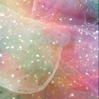 Vải lưới ngôi sao cầu vồng may Scrunchies