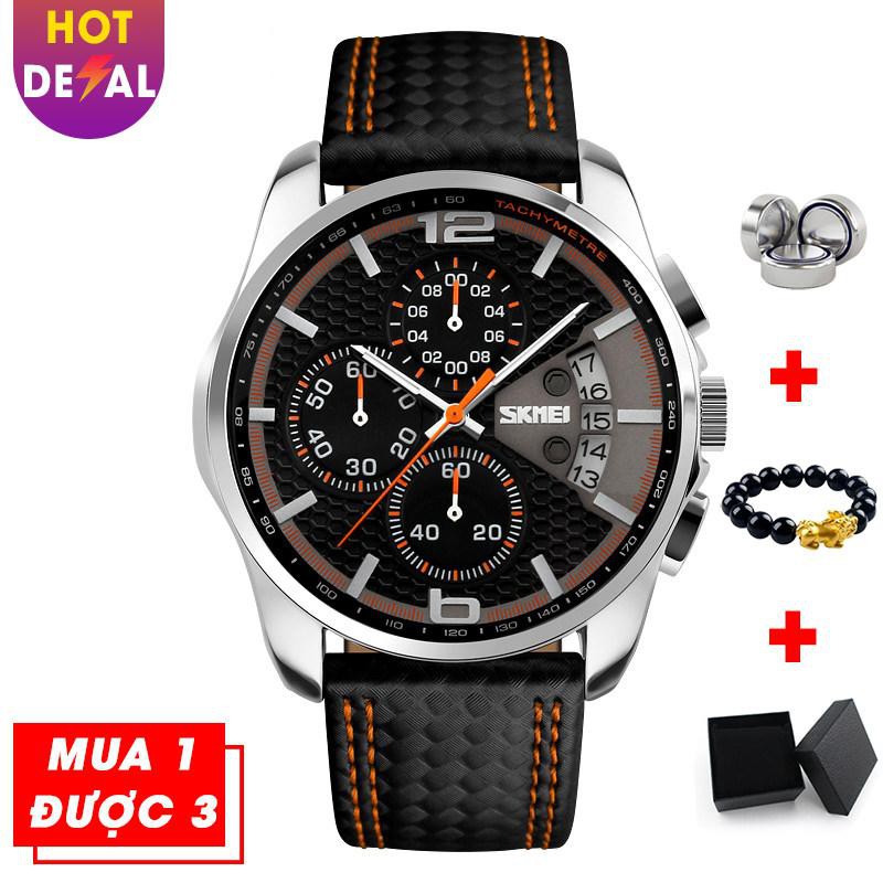 Đồng hồ nam thể thao dây da cao cấp đa chức năng 6 Kim SKMEI VW009 - Vemz Watch