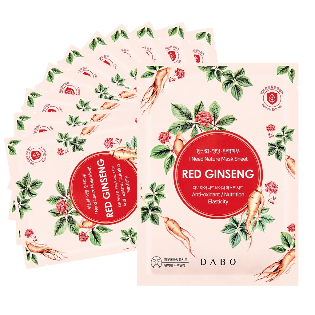 Mặt nạ sâm đỏ dành cho da nám, xạm DABO I NEED NATURE RED GINSENG Hàn quốc cao cấp 23ml/gói