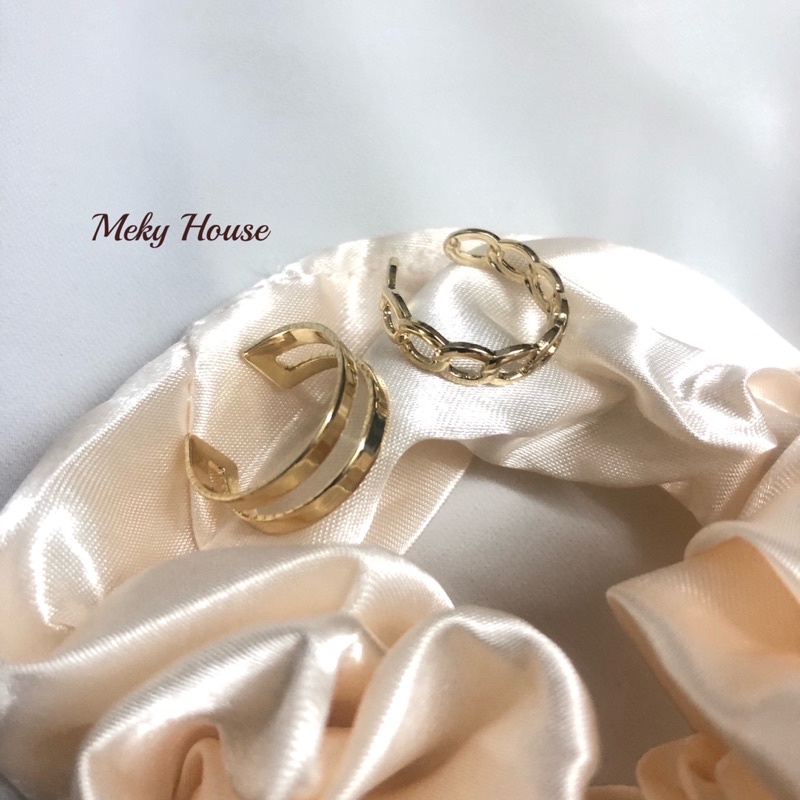 Set nhẫn đeo tay 2 chiếc đơn giản phong cách hàn quốc