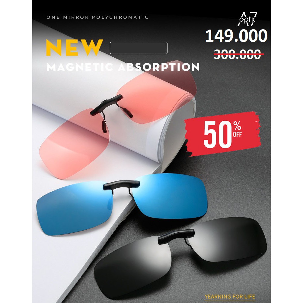 [SALE OFF 50%]Kính râm kẹp vuông ko lật 2in1 polaroid phân cực chống chói lóa,chống tia UV 400 - Tặng kèm hộp chống sốc