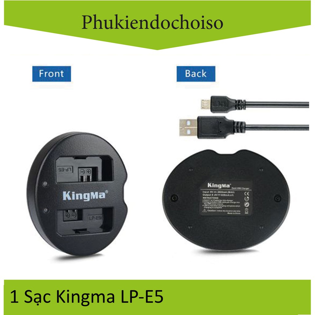 Bộ 1 pin 1 sạc Kingma cho Canon LP-E5 + Hộp đựng Pin, Thẻ nhớ