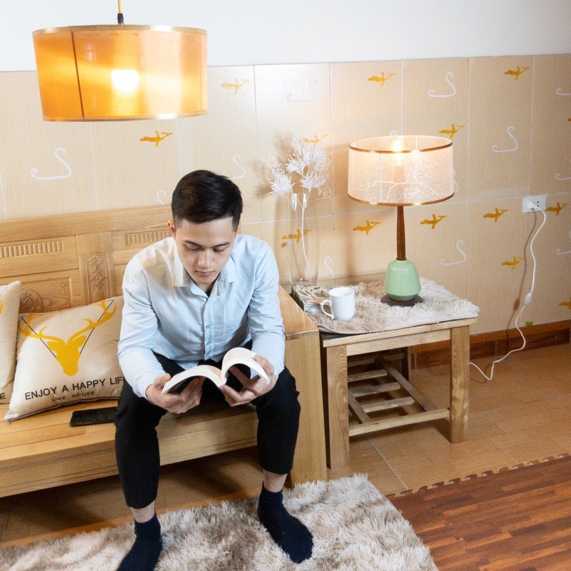 Đèn thả trần cao cấp basic nâu đồng tặng kem bóng led Rạng Đông