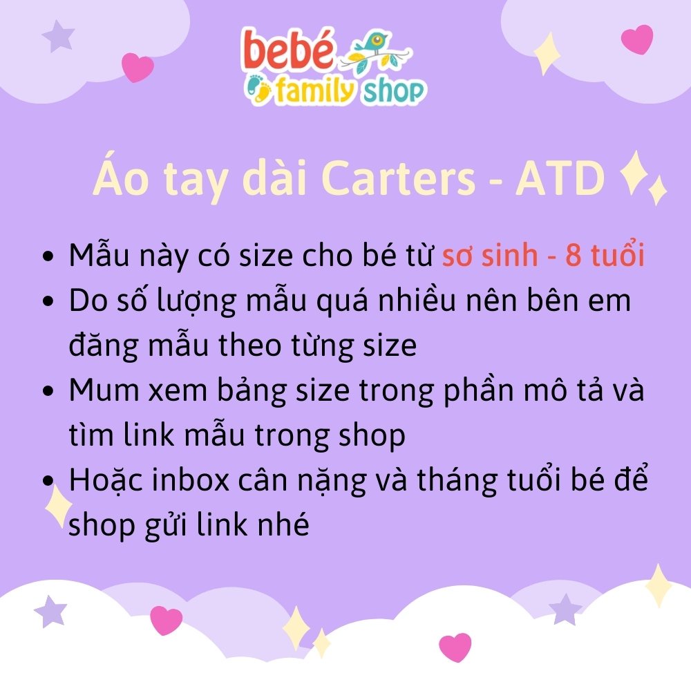 [Size 5T] Áo thun bé trai tay dài Carters/ áo thun bé trai dài tay thun cotton xuất dư - ATD - bebefamilyshop