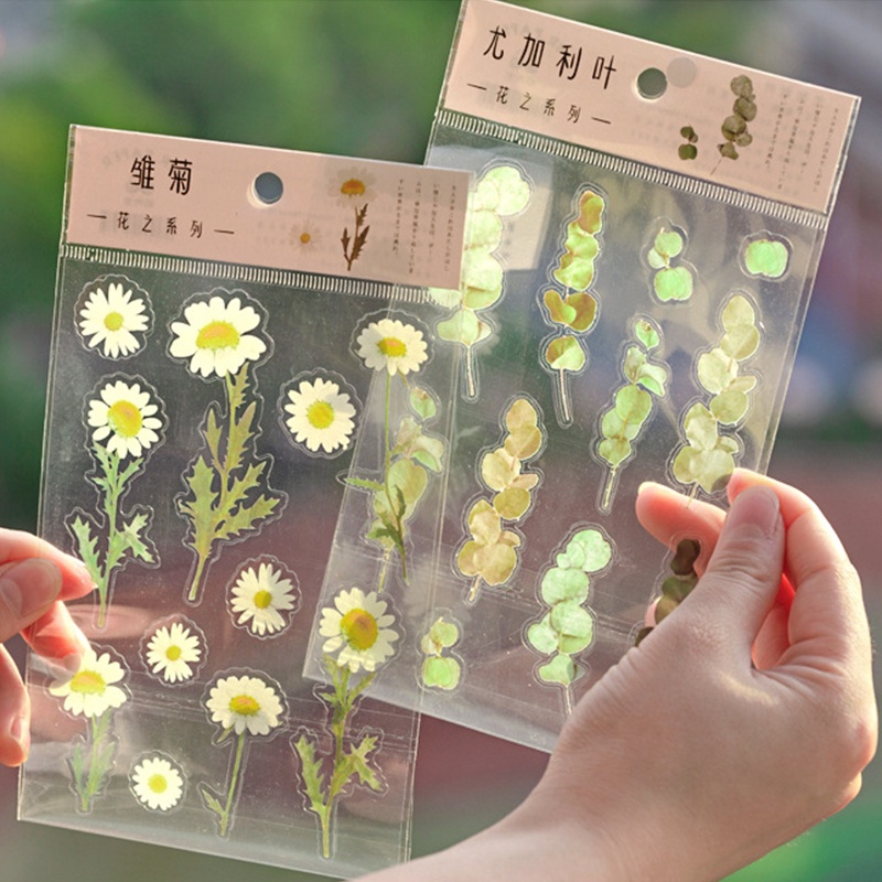Miếng dán trang trí sổ tay/nhật ký hình cây cỏ xinh xắn DIY