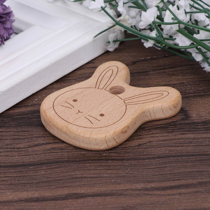 Đồ Chơi Gặm Nướu Hình Thỏ Bằng Gỗ Sồi Tự Nhiên DIY Dành Cho Trẻ Em