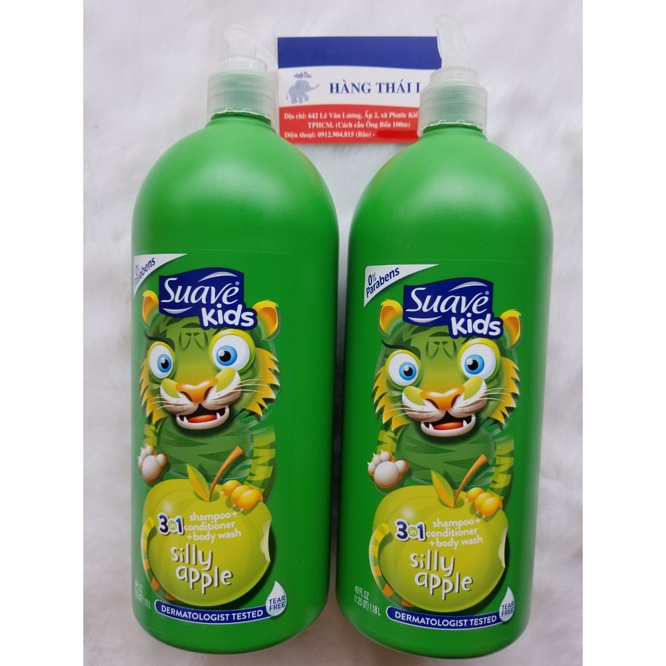 HƯƠNG TÁO 1180ml-SỮA TẮM DẦU GỘI DẦU XẢ SUAVE KIDS 3IN1 USA