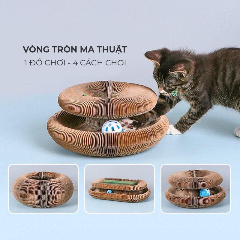 Đồ chơi cho mèo bàn cào móng cho mèo bàn xoay bóng kết hợp ổ nằm - Vòng tròn ma thuật cho thú cưng