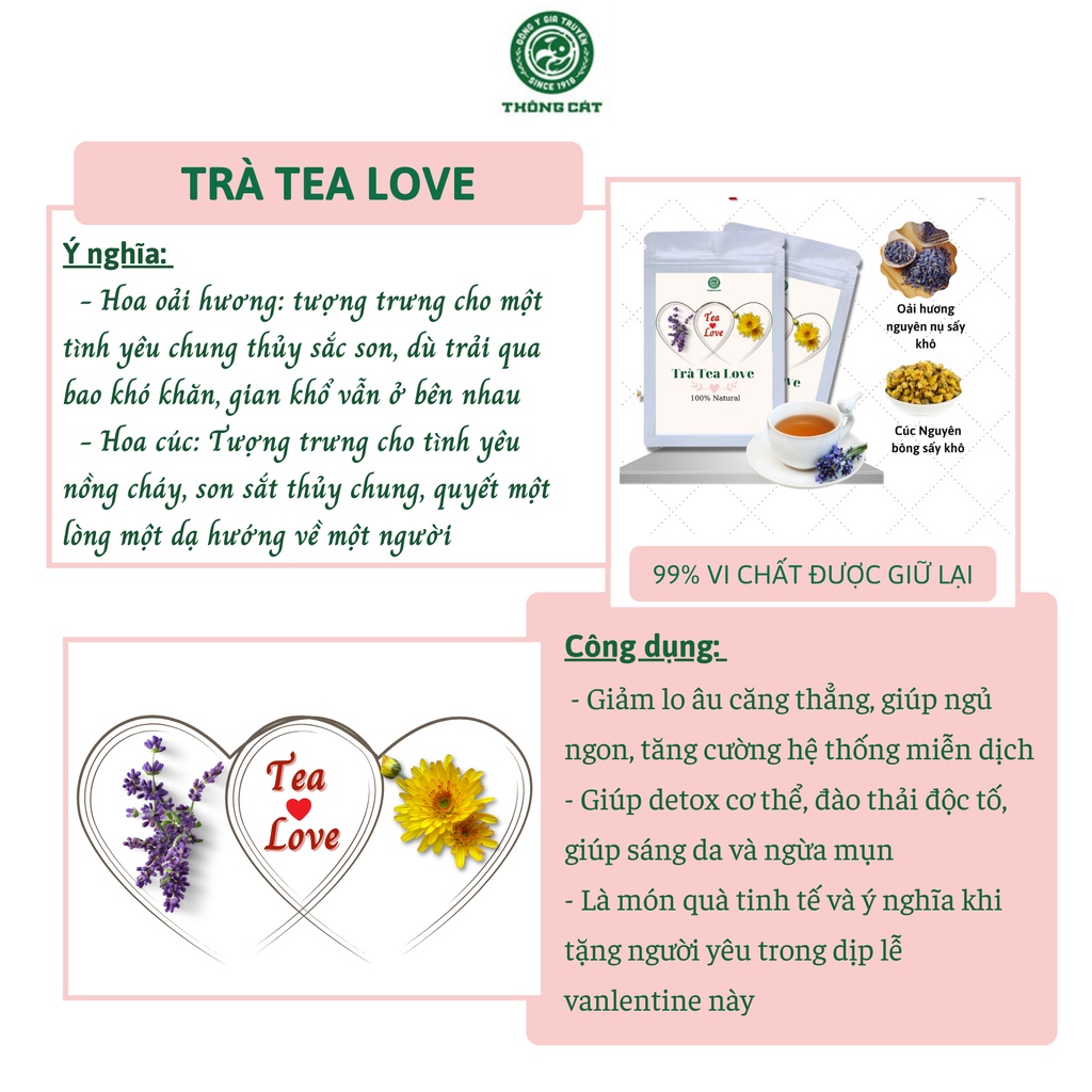 Trà tình yêu Tea Love Thông Cát - Món quà ngọt ngào gửi tặng người mình yêu